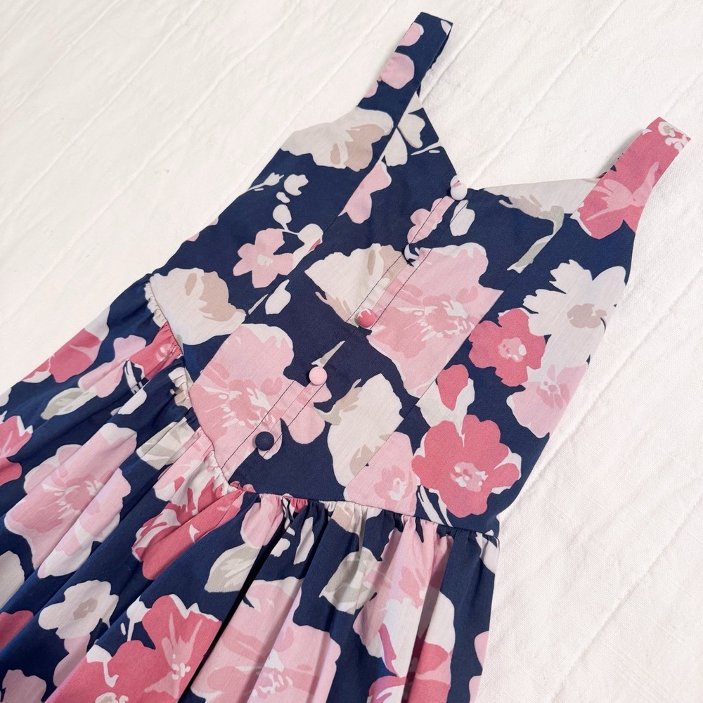 Abercrombie Kids Drop-Waist Poplin Dress Floral Girls Size 7/8 EUC Adjustable - Picture 3 of 9